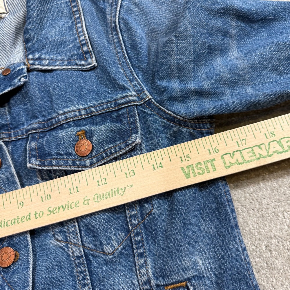 Madewell Jean Jacket Blue Denim Medium Wash Classic Button Up Trucker Coat Small - Picture 12 of 14